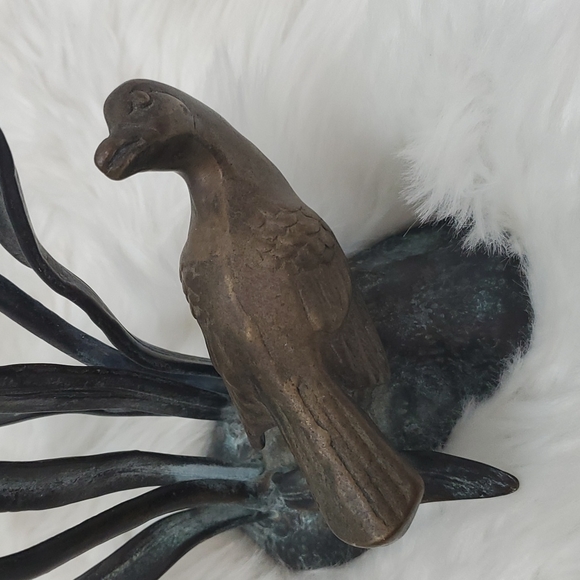 Vintage Wildwood Accent Bronze Candlesticks Tulip and Bird - Picture 6 of 12